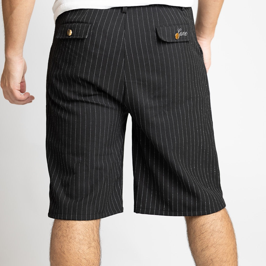 Pinstripe twill shorts (pre-order)