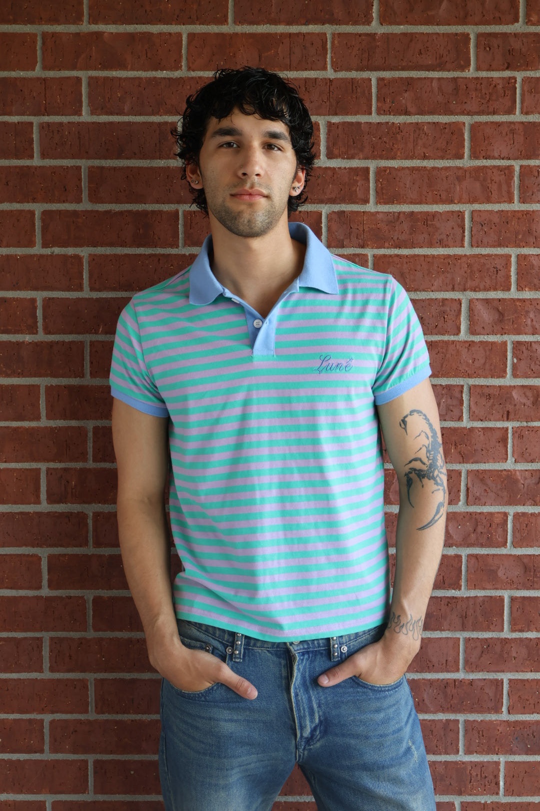 Striped polo [green/purple/blue]