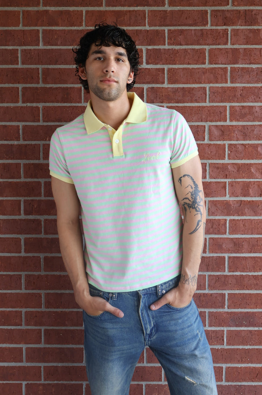 Striped polo [green/pink/yellow]